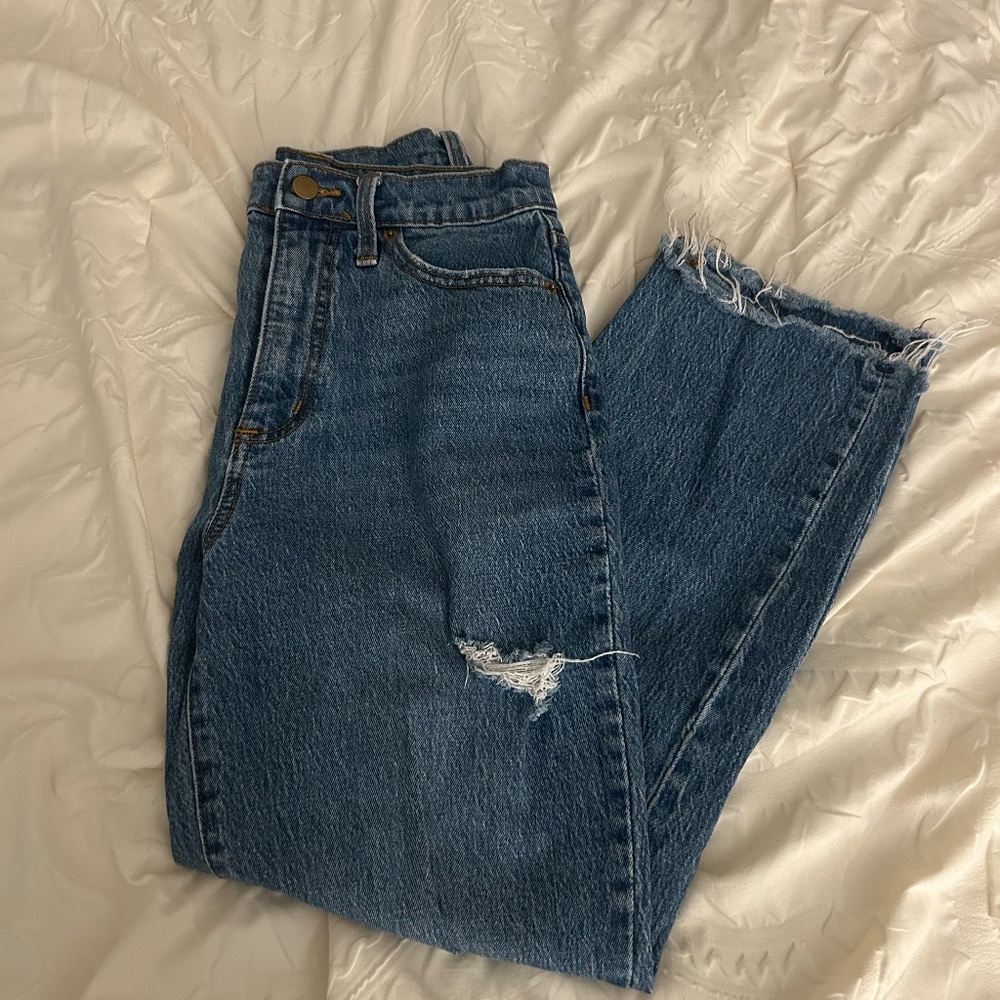 Blue Ripped Mom Jeans - Picture 3 of 4